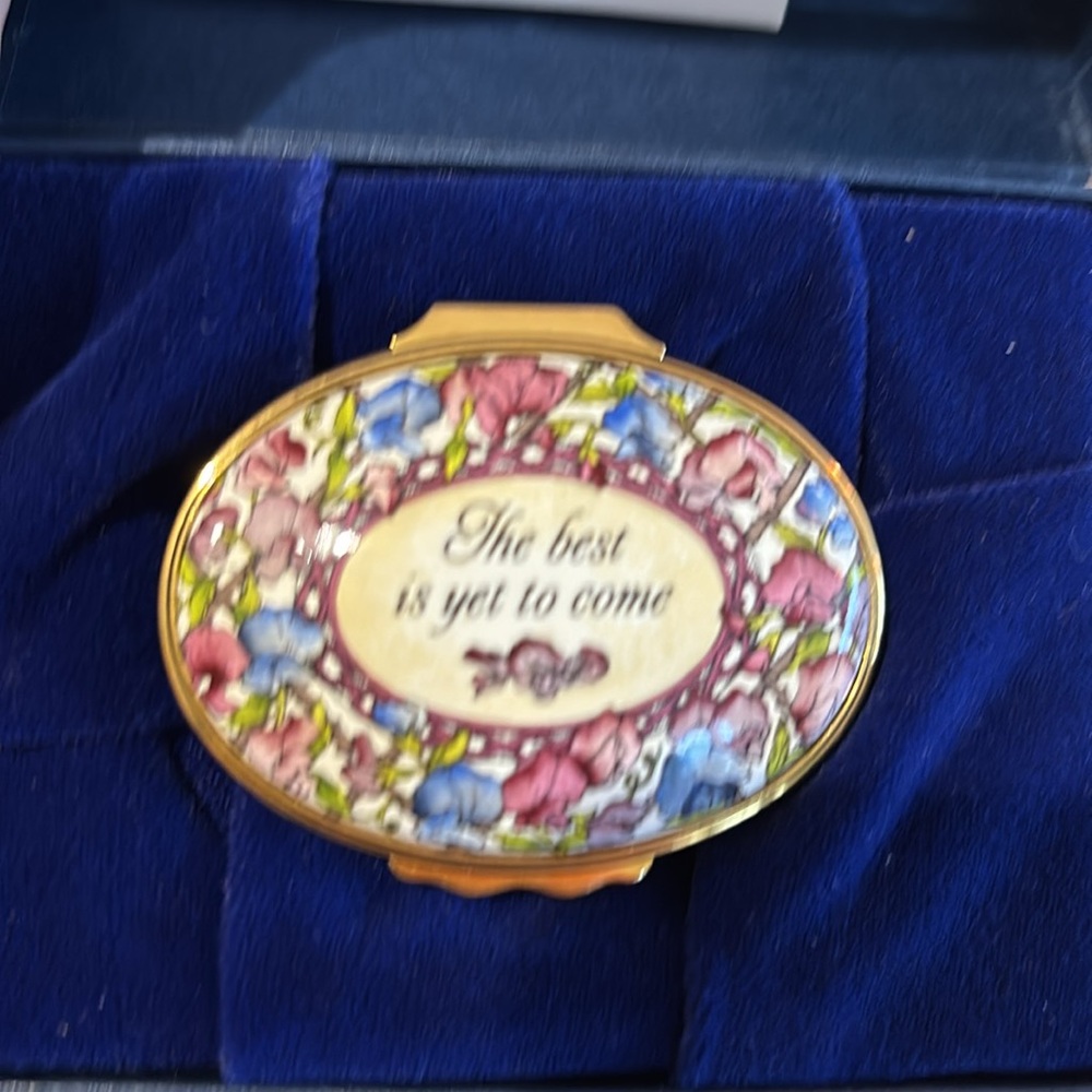 Halcyon Days Enamel Trinket Box with Floral Design - Picture 8 of 8